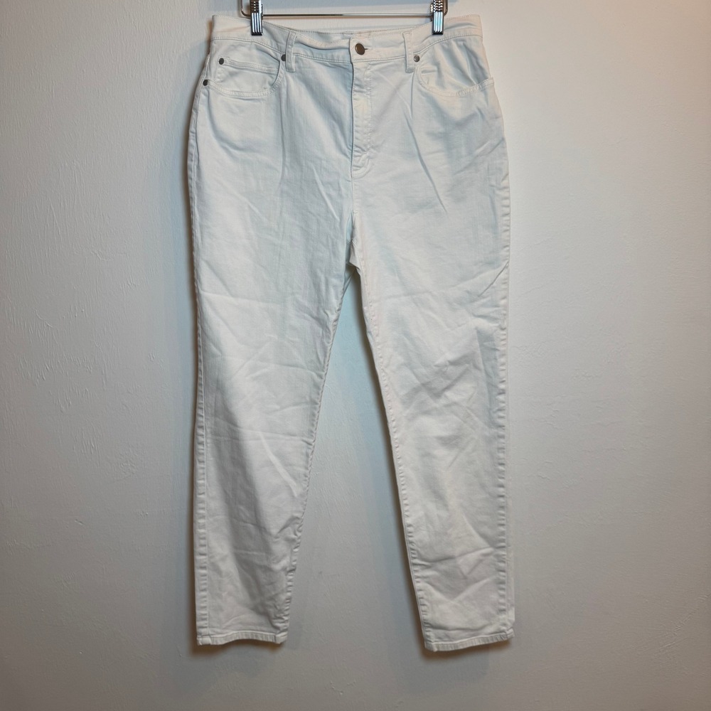 Eileen Fisher Women's White Organic Cotton Stretch Straight Leg Jeans Size Large